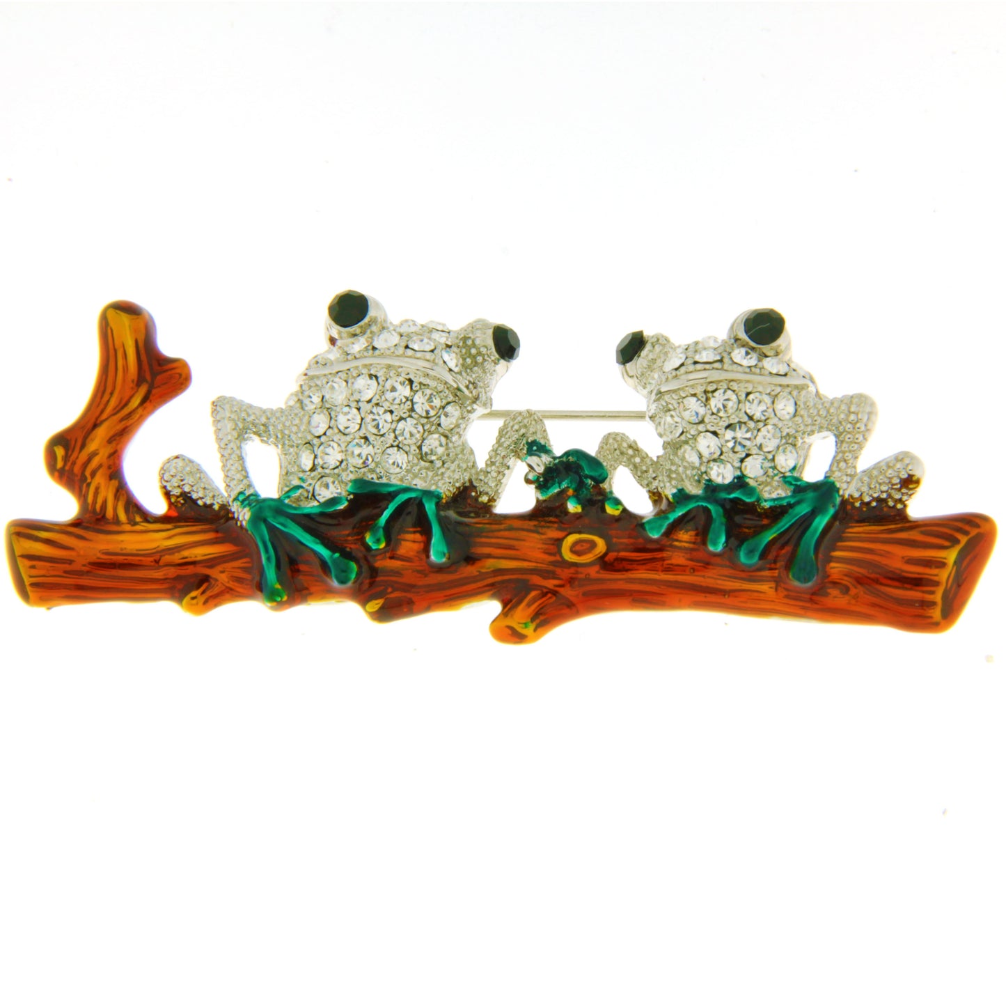 Brooch - Frogs on a Log