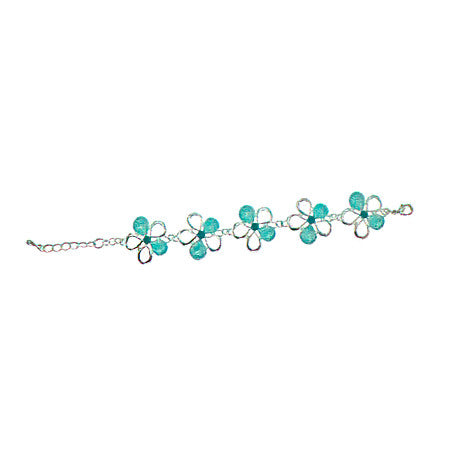 Blue Green Petals Silver Bracelet