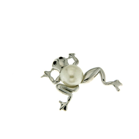 Brooch - Silver Frog Pearl