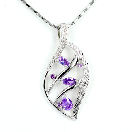 Lavender Leaf & Leaf Necklace