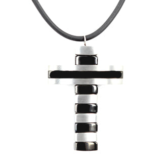 Storm Cross Rubber & Stainless Steel Necklace