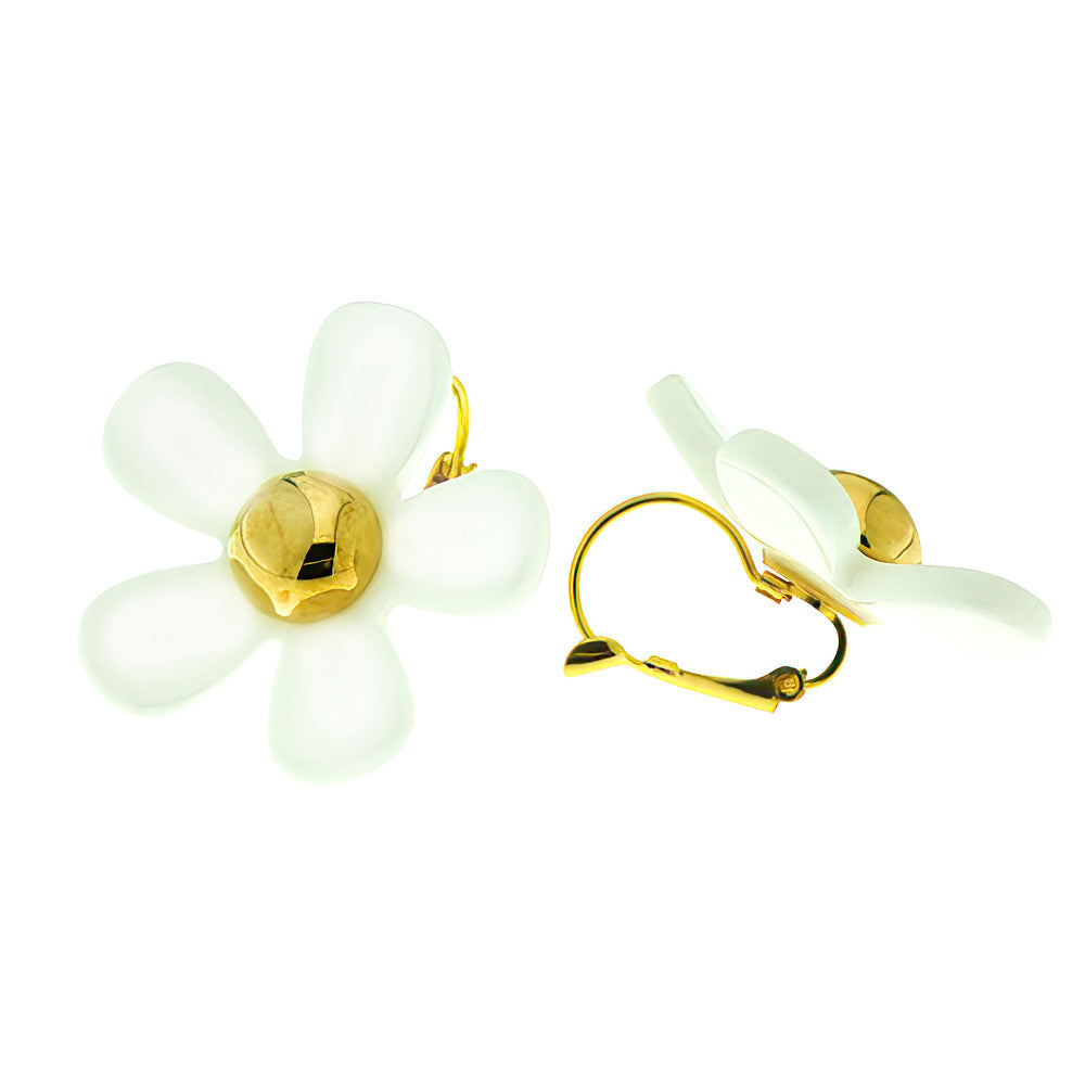 White Daisy Earrings