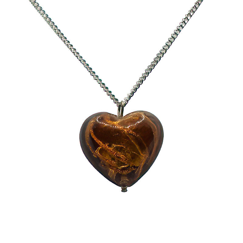 Bronze Heart Venetian Glass Necklace