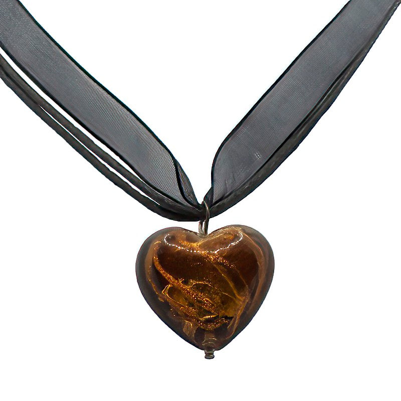 Bronze Heart Venetian Glass Necklace