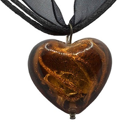 Bronze Heart Venetian Glass Necklace