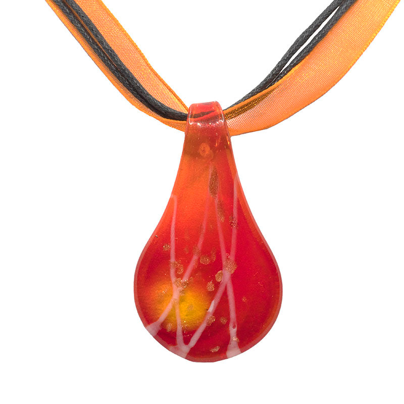 Drop of Fire Venetian Glass Necklace