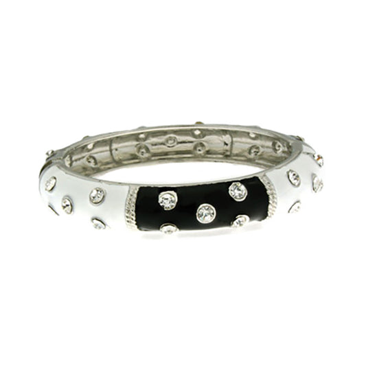 Studded Black & White Enamel Bangle