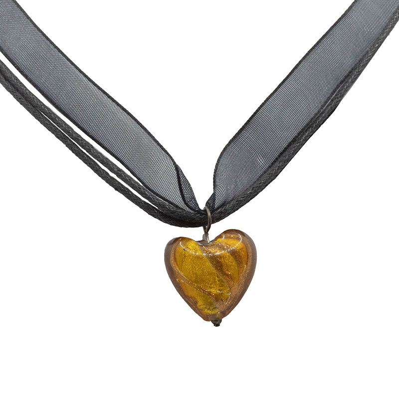 Golden Heart Venetian Glass Necklace