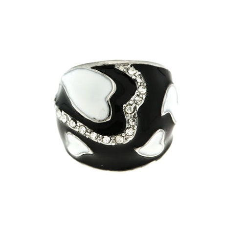 Black Hearts Enamel Ring