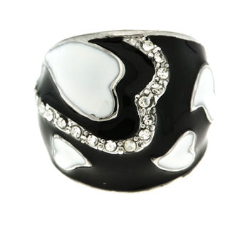 Black Hearts Enamel Ring