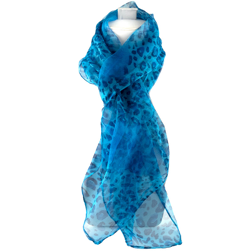 Scarf - 100% Silk Jungle Blue