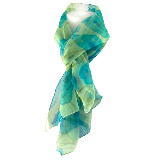 Scarf - 100% Silk Summer Greens