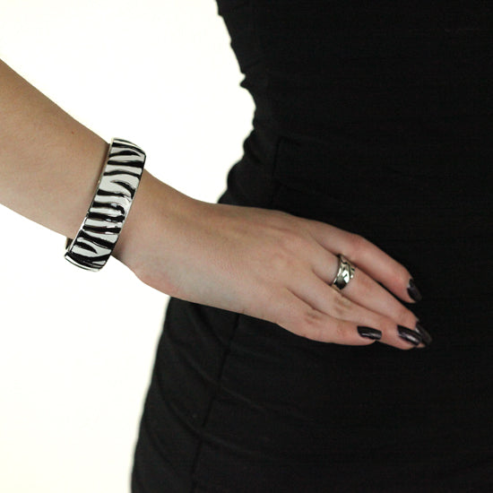 Zebra Enamel Bangle